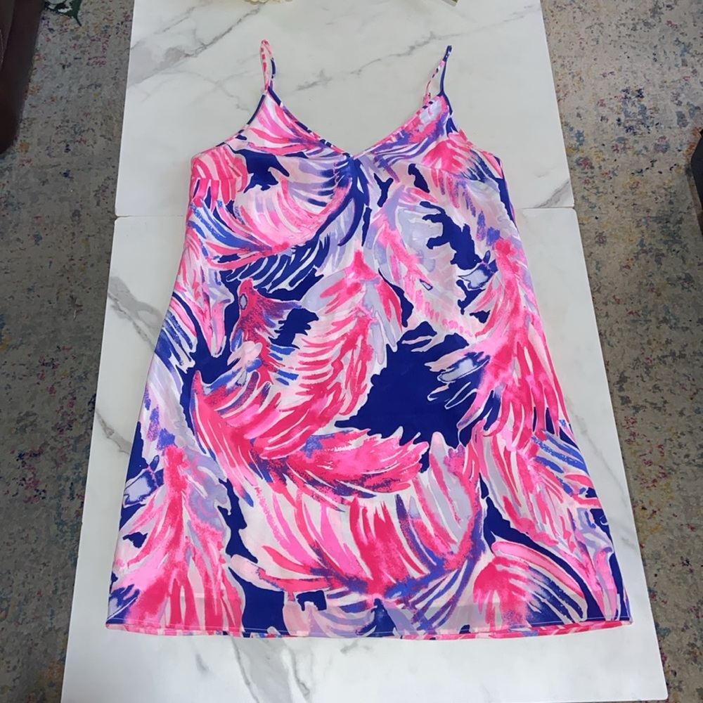 LILLY PULITZER Lela Silk Dress In True Blue Paradise Point Size XS